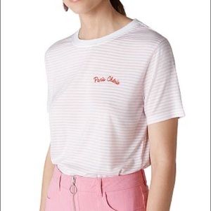 NWT Whistles Paris Chérie Stripe Logo T-Shirt, Small